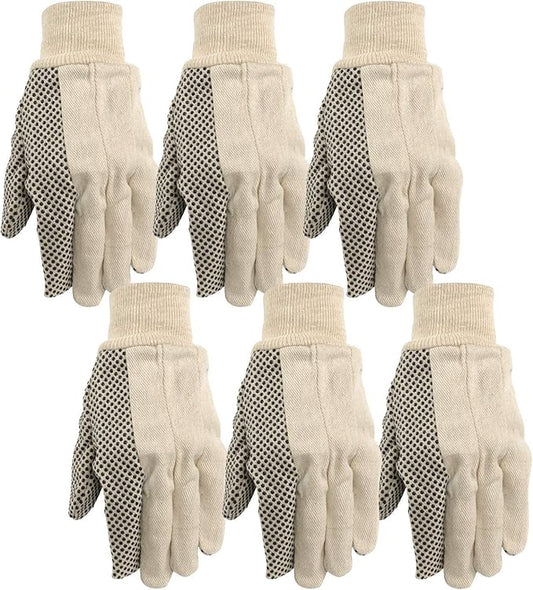 Wells Lamont Canvas Work Gloves, Economy Dotted, 6 Pair Pack (309K)