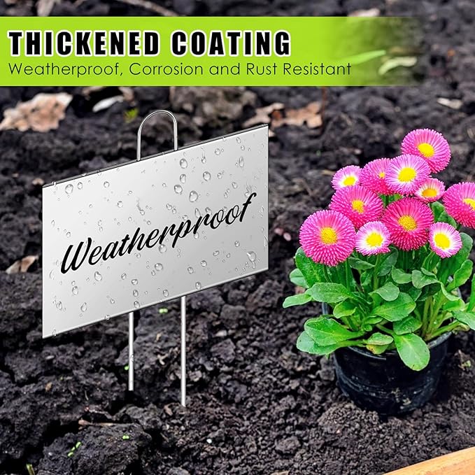 Landhoow 30 Pcs Large Garden Plant Markers Metal Plant Labels Sign 4'' x 6'' with 11'' Stake Weatherproof Waterproof Garden Sign for Outdoor Seedlings Herbs Vegetable Greenhouse, Silver