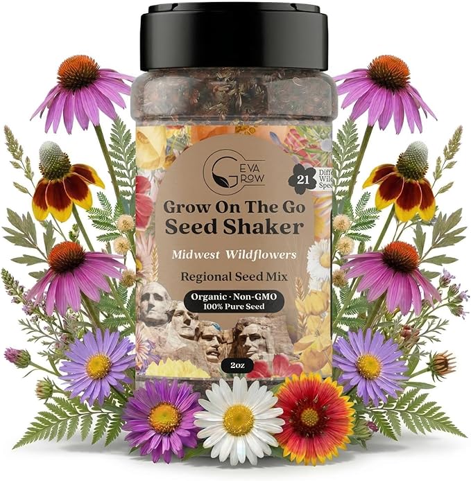 Regional Wildflower Seed Mix by GevaGrow (Midwest Wildflowers, Mini Shaker)