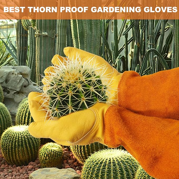 Long Gardening-Gloves Women/Men-Thorn proof Rose Pruning Heavy Duty Gauntlet, Best Garden Gifts for Gardener-L