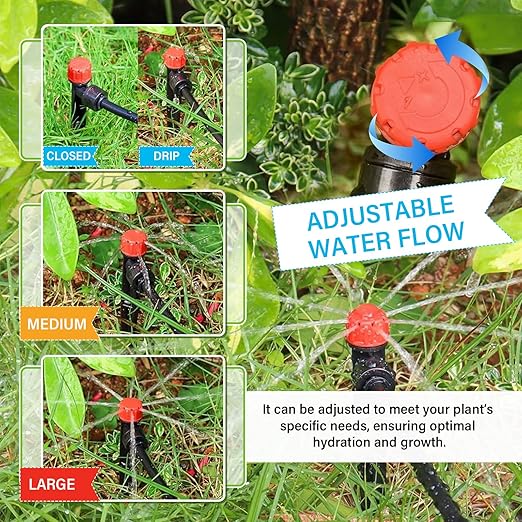 243FT Drip Irrigation Kit, Drip Irrigation System with 1/2'' Hose1/4 Drip Irrigation Tubing, 2025New Quick-Connect, Three Adjustable Nozzle Types for Garden Greenhouse Flower Bed Patio Lawn