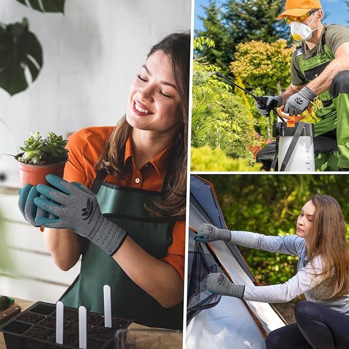 Trifabricy Garden Gloves for Women/Men - 6 Pairs Latex Gardening Gloves with Grip, Protective Work Gloves for Lawn Yard