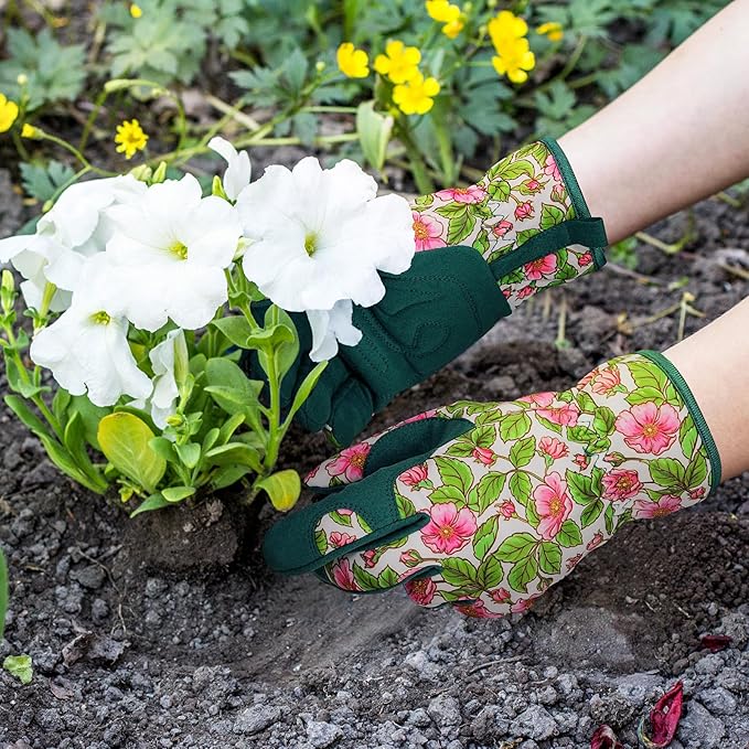 Pleneal Gardening Gloves for Women Men - Leather Garden Gloves Thorn Proof, Outdoor Protective Working Gloves for Weeding