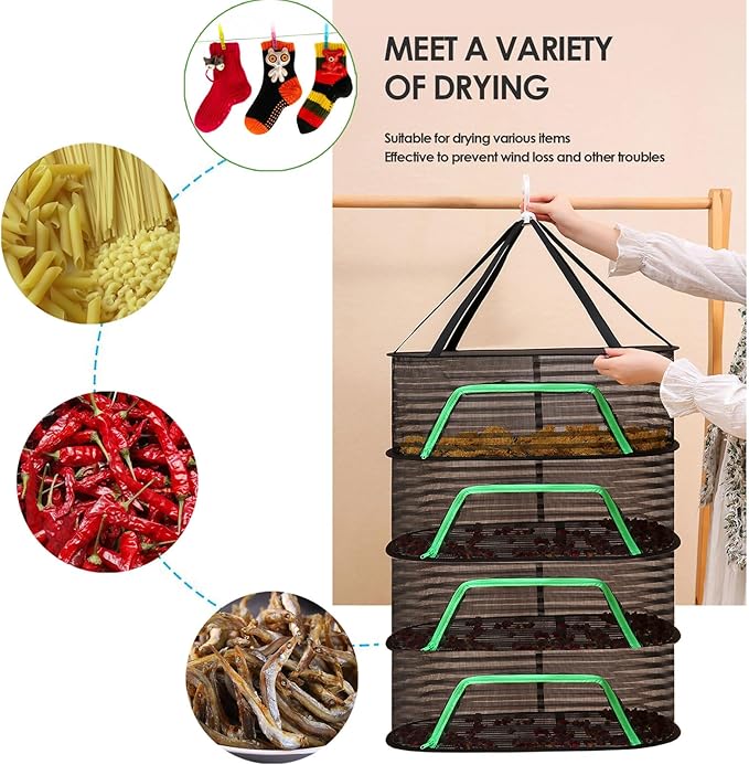 4 Tier Herb Drying Rack,Drying Garden Herbs,This is a Large air Dryer dessicator for Dehydrating, Indoor and Outdoor Pruning Shears Included Plants, Seeds, Buds Outdoor, Hydroponics.