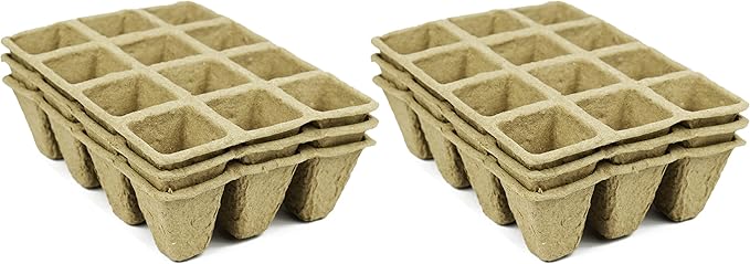 Set of 6 Biodegradable Eco Friendly Peat Pots! 3" 12 Pot Tray - Recycled Non Bleached Peat Pots Perfect for Seed Germination! No Transplanting Required - No More Damaged Roots!