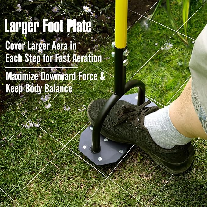 Jardineer Lawn Aerator Spike Tool, Updated 36" Metal Aerator Lawn Tool with Longer Spikes, Pre-Assembled Manual Grass Aerator for Lawn Aeration, Soil Aerating