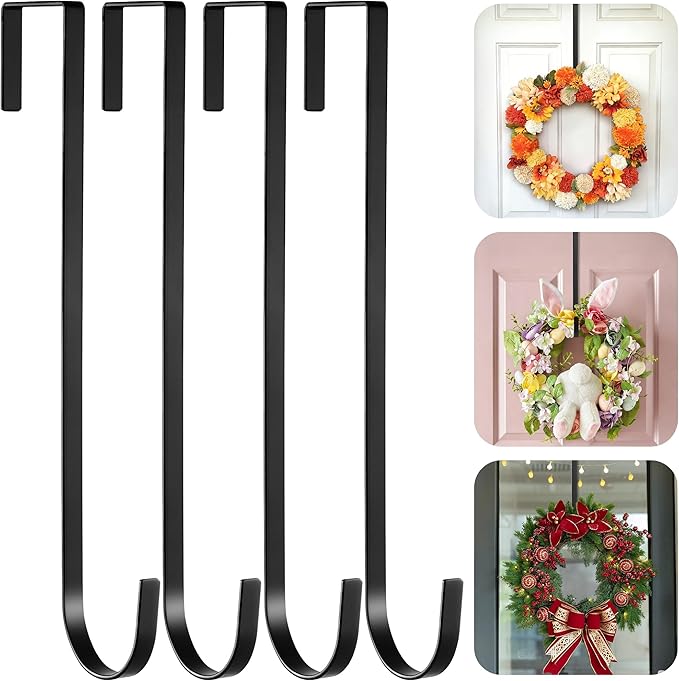 Large Plant Hangers Outdoor, Garden Fence Hook, Over Door Wreath Hanger, Metal Plant Hooks for Hanging Planters, Flower Baskets or Pots, Bird Feeders, Festival Decorations (SSF4)