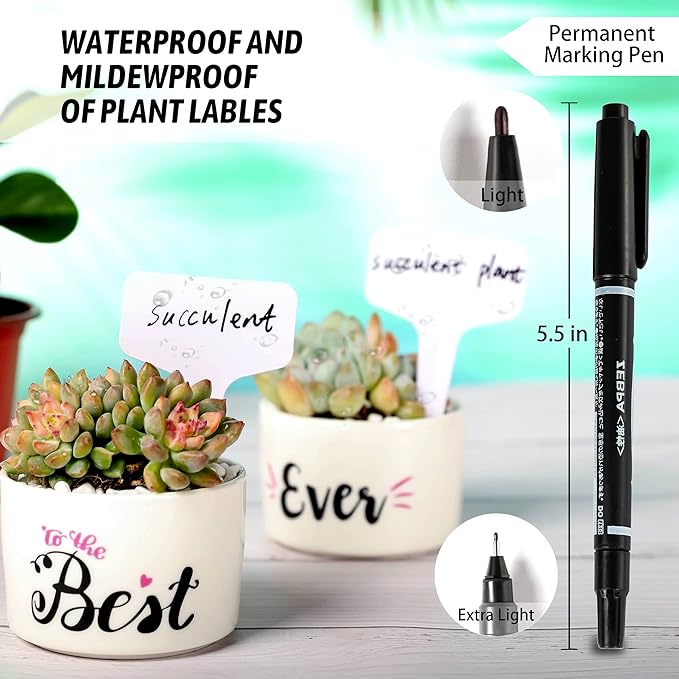 Plant Labels 200Pcs 4 InchT-Type Plant Name Tags Garden Seed Labels Markers Plastic Tag for Outdoor Waterproof Plant Label Stakes with Permanent Marking Pen