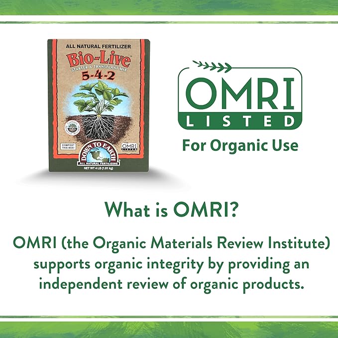 Down To Earth All Natural Fertilizers Organic Bio-Live Starter & Transplant Mix with Mycorrhizal Fungi and Benefical Microbes for Plant Food 5-4-2, 25 lb