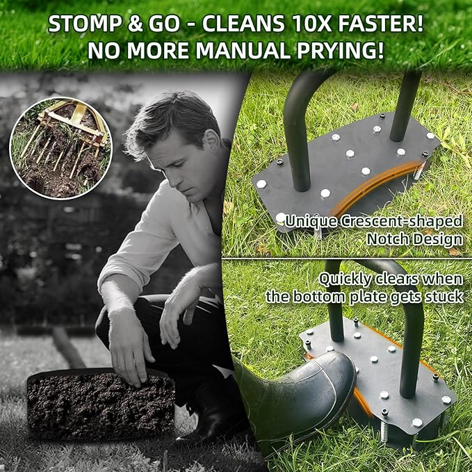 Lawn Aerator Tool for Clay Soil - Kick to Unclog & Bolt-On Base Never Breaks - 11 Heavy-Duty 3.5” Spikes for Deeper Penetration - Pre-Assembled 12.2x6” Plate