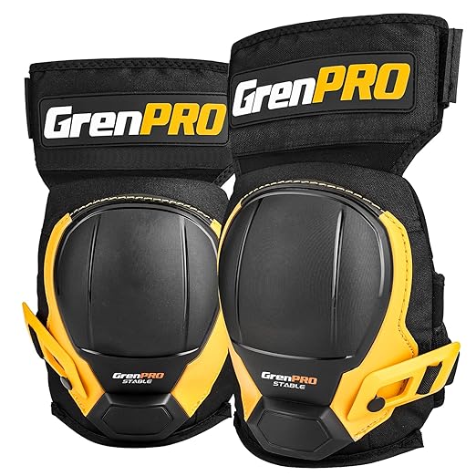 Black Knee Pads for Work - Heavy Duty EVA & Gel Support for Construction, Flooring, Gardening and Cleaning