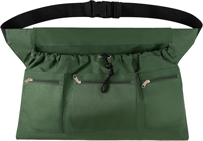 Gardening Apron, Garden Aprons with Pockets & Drawstring Bag, Waterproof 600D Fruit Storage Harvest Picking Apron Pouch for Women & Men