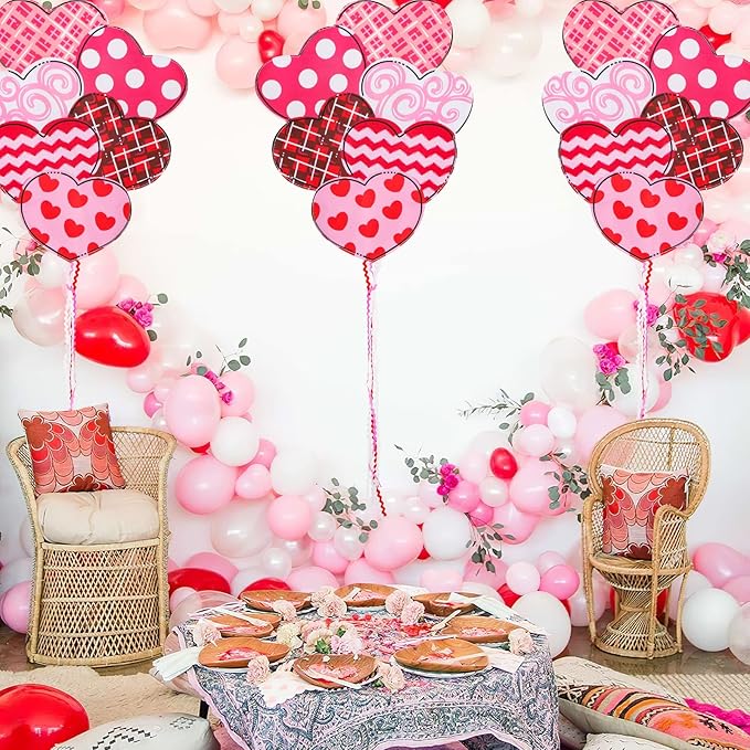 Valentine Garden Flag Outdoor Decorations for Outside Double-Sided Printed, Pink Red White Heart Valentine's Day Yard Flags House Yard Spring Seasonal Decoration 16 x 39.5 Inch Striped Plaid