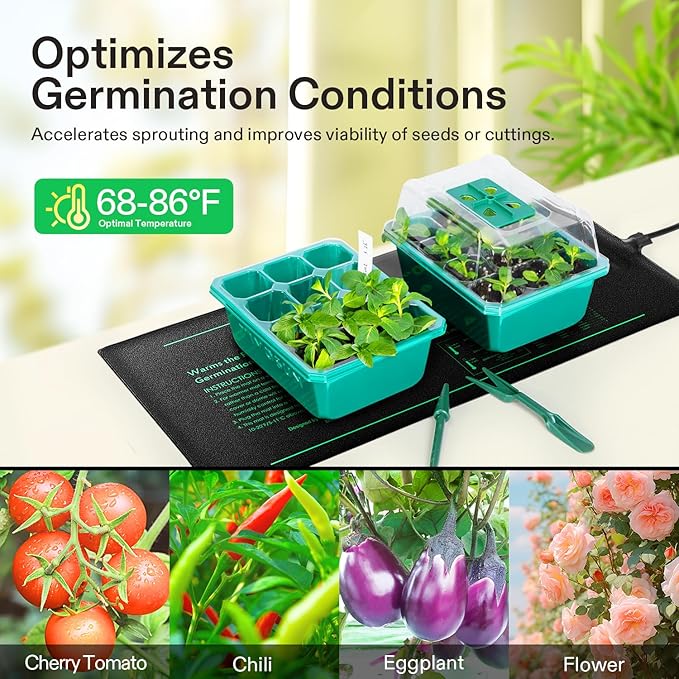 VIVOSUN 6-Pack 10" x 20.75" Durable Waterproof Seedling Heat Mat, UL & MET-Certified Warm Hydroponic Heating Pad for Germination, Indoor Gardening, Greenhouse