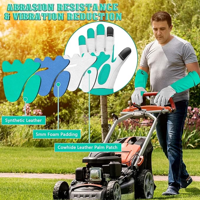 Long-Gardening-Gloves for Women/Men - Thorn Proof Rose Pruning Gloves Heavy Duty Gauntlet, Best Garden Gifts for Gardener-M