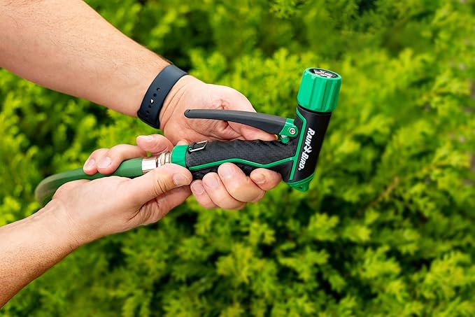 Rain Bird TRNZLADJFT Pistol Grip Front Trigger Garden Hose Nozzle, Carbon Fiber Texture, Adjustable Spray Patterns