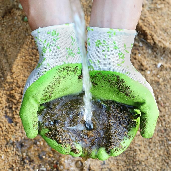 Pleneal Gardening Gloves for Women Men - 6/3 Pairs Garden Gloves with Grip, Latex Coated Working Glove, Medium Size