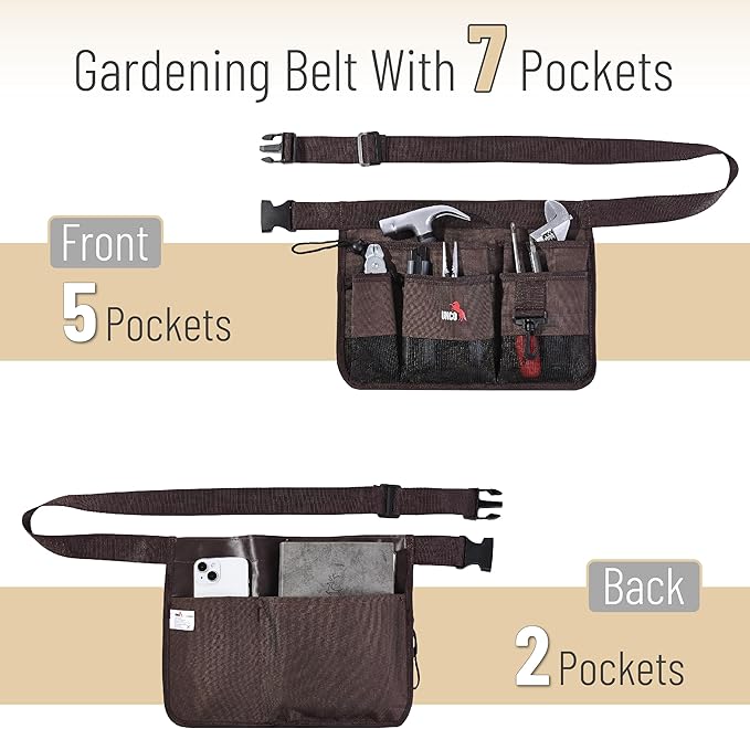 UNCO- Gardening Belt, Garden Tool Belts for Men, Waist Apron with Pockets, Construction, Carpenter Belt, for Men