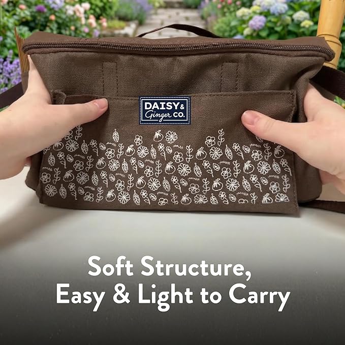 SEED STORAGE ORGANIZER TOTE BAG - Flexible Canvas Seed Organizer Holds 180 Seed Packets with Shoulder Strap, Side Pockets and 12 reusable Tabs for Gardeners | Water Resistant Bottom, Notebook Straps
