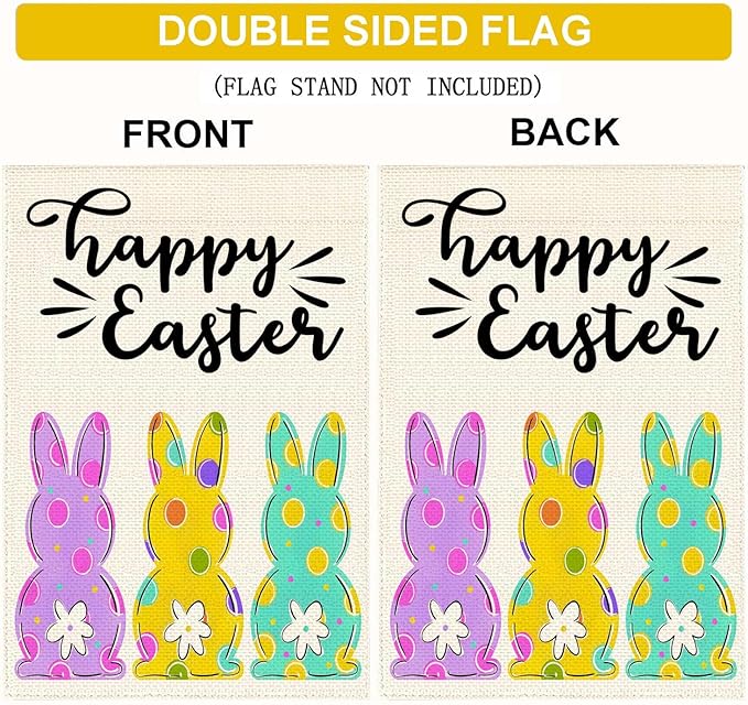 Easter Garden Flag 12x18 Inch Double Sided Easter Egg Bunny Small Seasonal Spring Flag Yard Outdoor Flag Decoration