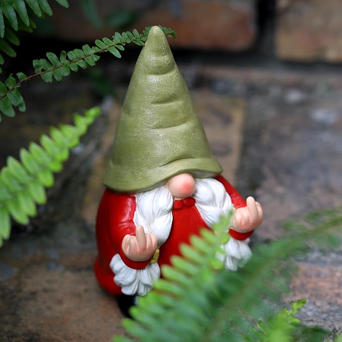 Middle Finger Female Gnome Statue 7.8in， Naughty Garden Gnome Statue Decoration and Lawn Ornament - Funny Garden Gnomes for Outdoor or Home Decor