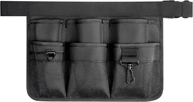 Garden Apron for Women, Adjustable Tool Belt with 8 Pockets - Heavy Duty Oxford Work Belt for Gardening, Construction (Black)