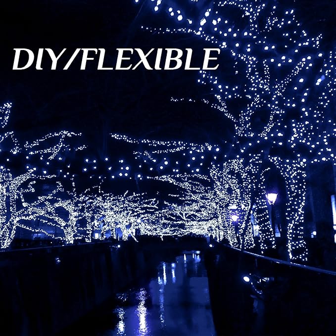 2-Pack 200 LED Solar String Lights for Outside,Solar Fairy Lights for Outside Waterproof,Solar String Lights Outdoor with 8 Modes for Christmas Tree,Balcony, Party,Wedding Decorations(Cold White)
