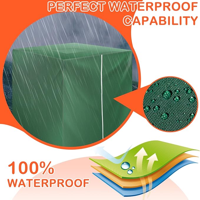 IBC Tote Cover, Outdoor Water Tank Covers Waterproof, 275 Gallon for 420D 1000L Garden Water Tank and Rain Barrel (Green)