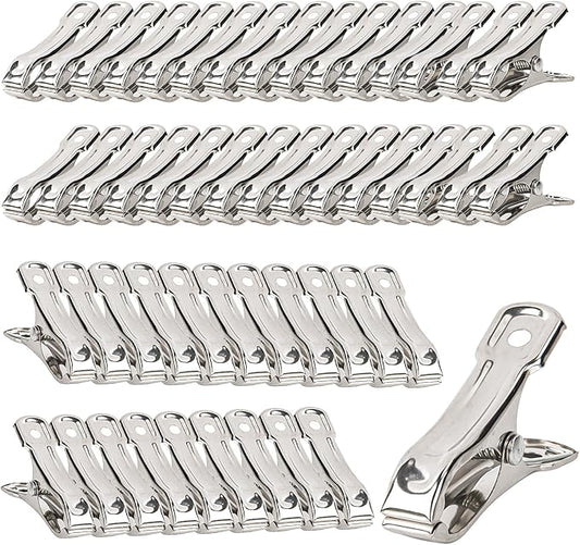 50 PCS Garden Clips - Stainless Steel Greenhouse Clamps,Grip Strong Heavy Duty Metal Greenhouse Supplies,Garden Clips for Netting, Hoops,Shade Cloth,