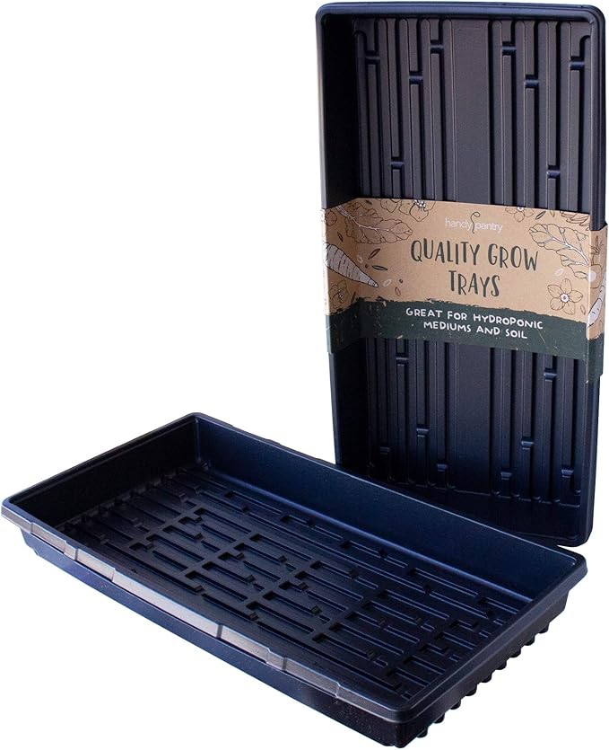 100-Pack 1020 Garden Growing Trays without Drain Holes - 10" x 20" Plastic Plant Trays No Holes - Wheatgrass Sprouting Tray, Microgreens Seed Tray, Hydroponic Trays, Nursery Flats, Greenhouse Supplies
