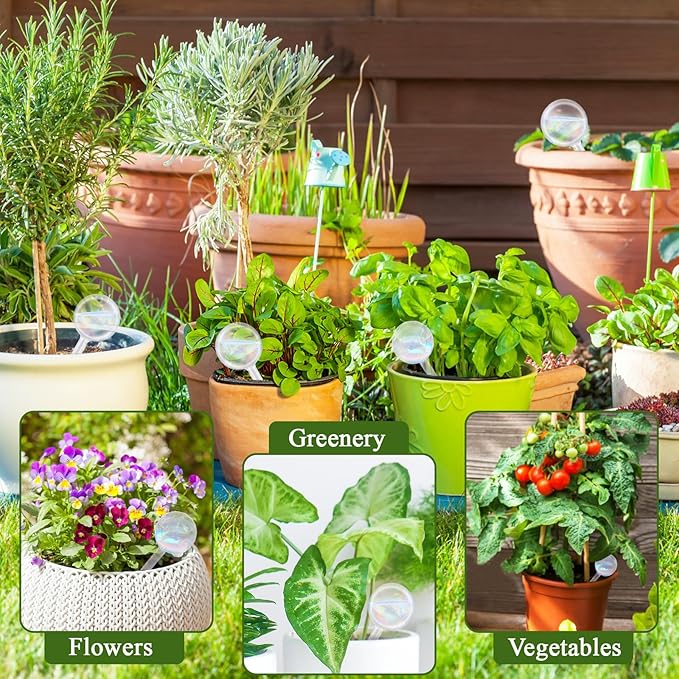 8 Pcs Plant Watering Globes,Glass Rainbow Gradient Plant Watering Globes,Self Watering Planter Insert,Automatic Plant Watering Devices for Indoor Outdoor,Flowerpot,Hanging Plants,Home Garden