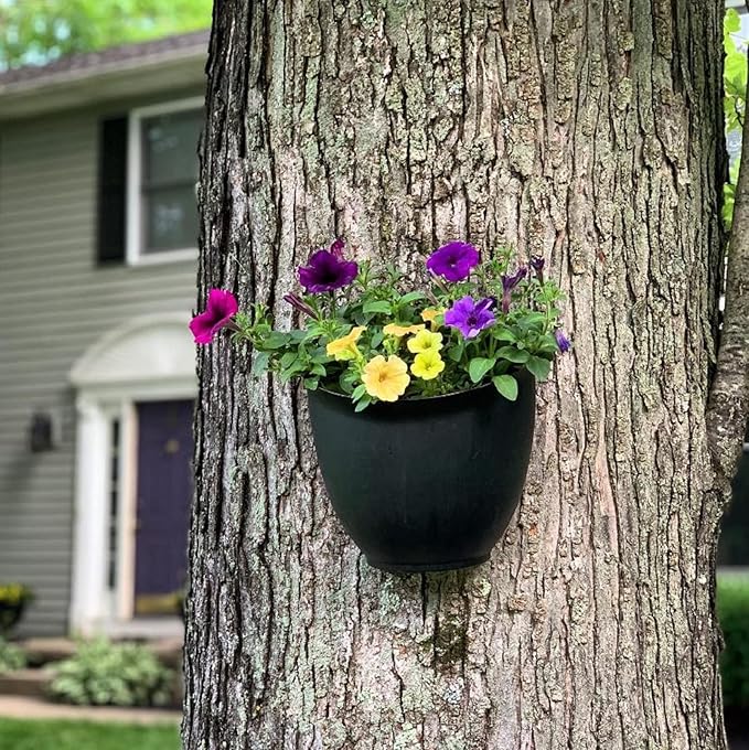 The HC Companies 8 Inch Garden Wall Planter - Plastic Hanging Plant Pot for Indoor Outdoor Flowers, Herbs, Dusty Teal