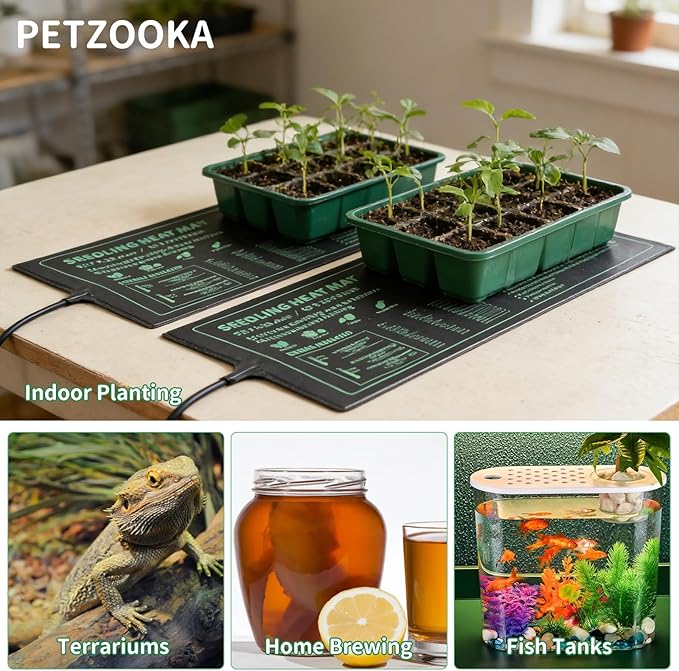 Seedling Heat Mat with Temperature Control Durable Waterproof Plant Heating Pad 10"x 20.75" for Germination, Indoor Gardening, Greenhouse