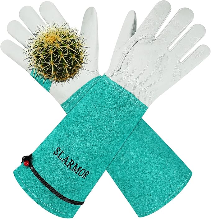 Long Gardening-Gloves Women/Men - Thorn proof Rose Pruning Heavy Duty Gauntlet, Best Garden Gifts for Gardener (Small, Green)