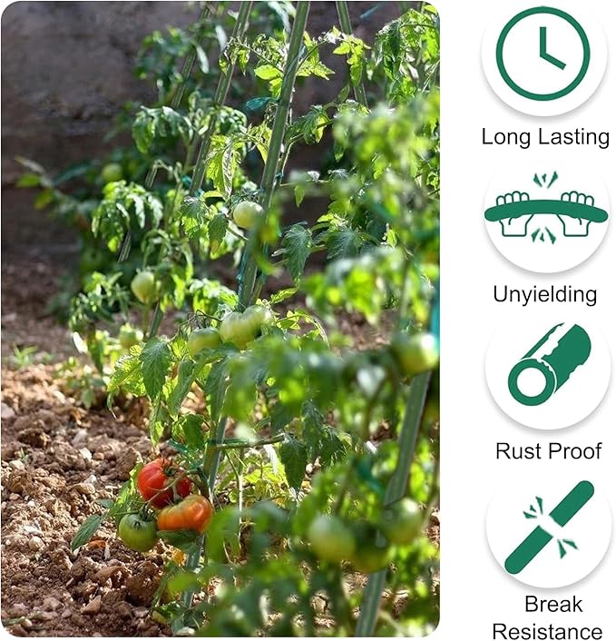 Garden Stakes 72 Inches Steel Plant Stakes Tomato Stakes 6ft Pack of 25