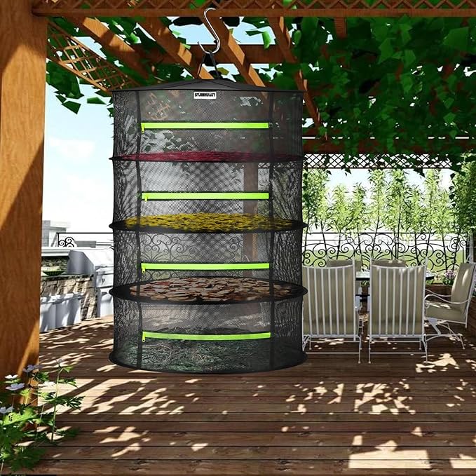 Herb Drying Rack - Breathable Mesh, Hanging with Zipper for Plants, Seeds, and Buds