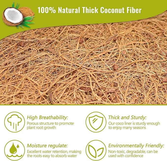 Legigo 3 Pack 12 Inch Hanging Basket Coco Liners Replacement, 100% Natural Round Coconut Coco Fiber Planter Basket Liners for Hanging Basket Flowers/Vegetables