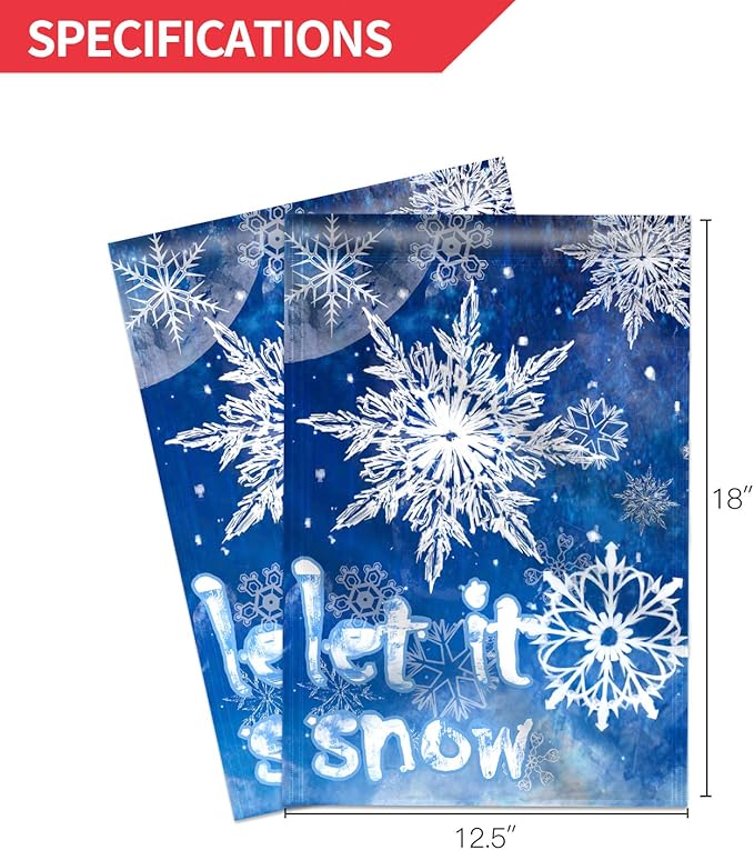 Anley Double Sided Premium Garden Flag, Winter Snowflake Let It Snow Decorative Garden Flags for Home Decor - Weather Resistant & Double Stitched Yard Flags - 18 x 12.5 Inch