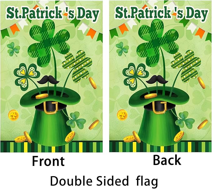 St Patrick's Day Garden Flag,Shamrock St Patricks Flag 12.5 x 18 Inch Clover for Garden and Home Decorations