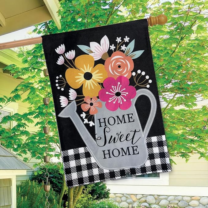 Briarwood Lane Colorful Watering Can Spring Burlap House Flag