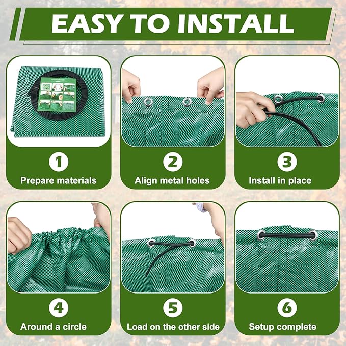 63 Gallons Lawn and Leaf Bags,Reusable Yard Waste Bags with Gardening Gloves,Heavy Duty Garden Bags with 4 Handles for Lawn Care, Camping & Recycling(3 Pack）