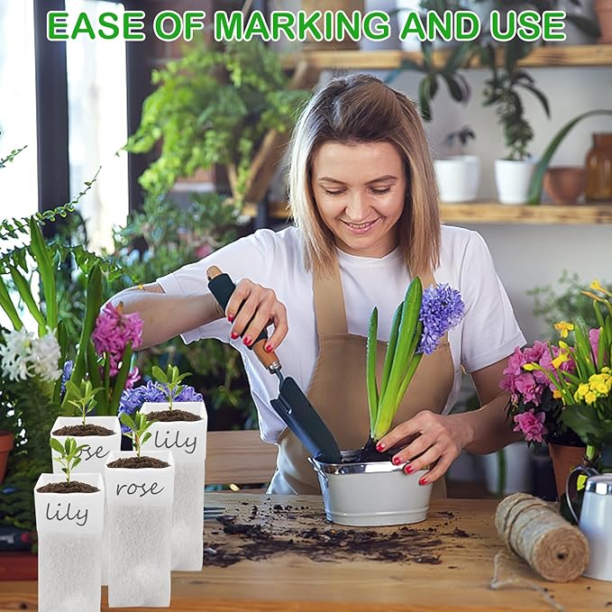 CANIPHA 60Pcs Nursery Grow Bags, Biodegradable Non-Woven Fabric Plant Bags, Seedlings Growing Pots for Vegetable Flowers Fruits Tree Planting (12.2 3.3 Inches)