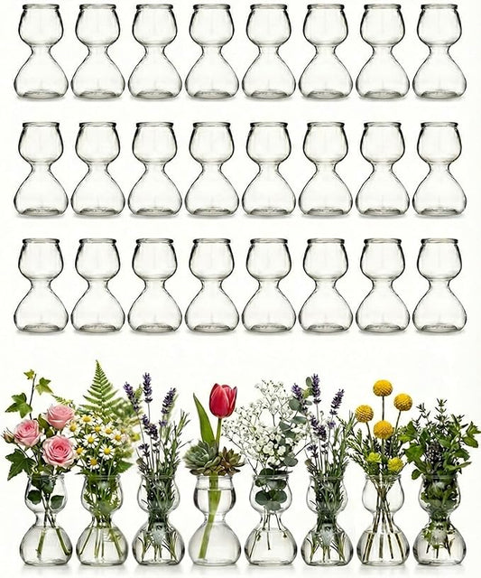 Garden Guru Plant Propagation Stations - Clear Glass Bud Vases Set of 32 - Mini Vases for Wedding Centerpieces, Cafe Décor, Tea Shop Displays - Small Hydroponic & Flower Vase