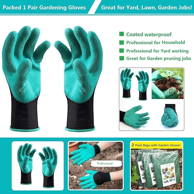 Standard 2-Pack 32 Gallon Lawn Garden Bags Big (D18,H30 in) Yard Waste Bags W/Gardening Gloves for Leaf Bag,Grass Clippings,Yard Debris Bin,Camping Trash Container,Recycling Bin,Laundry Bag 4 Handles