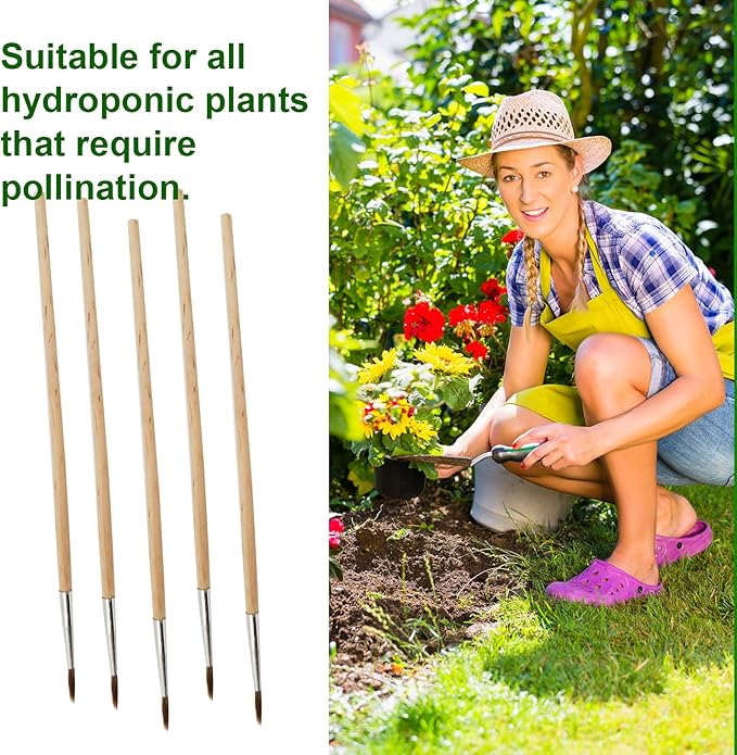 10 Pack Pollination Brush for Indoor Hydroponic Garden，Suitable for Tomatoes, Peppers and Other Flowering Plants Grown in Hydroponic Growing System