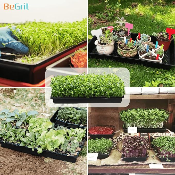 BeGrit 1020 Mesh Bottom Trays Soil Blocking Trays Seedling Starter 1020 Mesh Trays for Microgreen Plant Seed Tray 10'' x 20'' 12-Pack