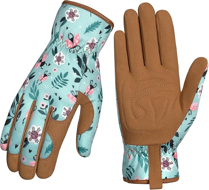 Pleneal Gardening Gloves for Women - Leather Garden Gloves Thorn Proof, Outdoor Protective Working Gloves