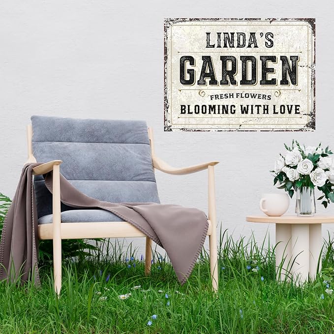 Custom Garden Sign, Personalized Rustic Name for Backyard Décor Sign, 18x24 Inches, Rust Free .063 Aluminum, Fade Resistant, Made in USA by Sigo Signs
