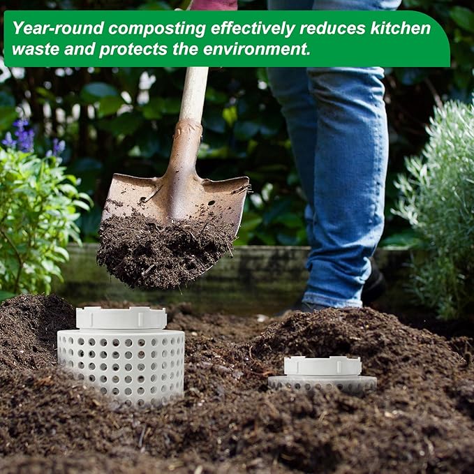 2 PCS Inground Worm Composter, Inground Worm Farm Compost Bin Kit for Raised Garden Beds at Home, Farm Compost Bin for Garden, Reducing Food Waste Composting Systems Sustainable Worm Composter.
