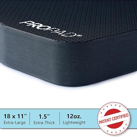 Thick Kneeling Pads, Garden Kneeler for Gardening, Bath Kneeler for Baby Bath, Kneeling Mat for Yoga, Knee Pad for Work, Extra Large (XL) 18 x 11 x 1.5 Inches, Black (Pack of 2)